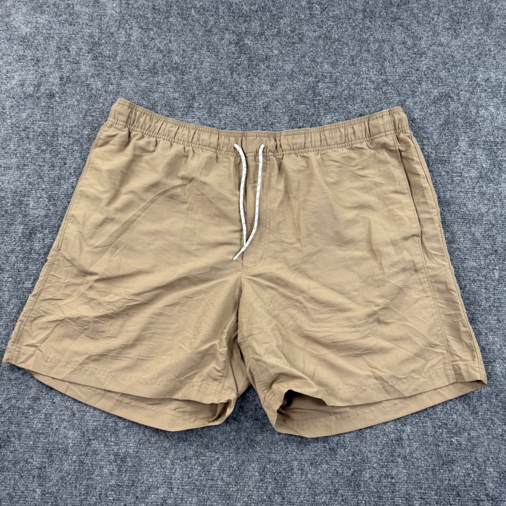 Duluth Trading Co Swim Trunks 2XL Tan Relaxed Fit Nylon Mesh Lined Mens